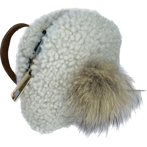 Sheepskin Keychain backpack leather purse accessories coyote fur made in US - Picture 3 of 5